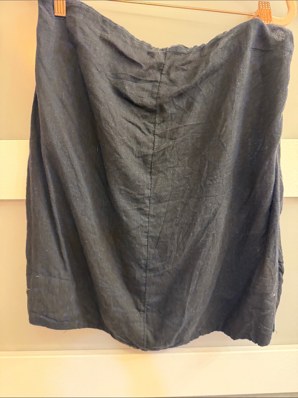 Classic Black Linen-Blend A-Line Skirt